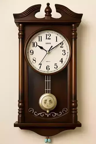 Antique Wooden Wall Clock - 3D Model