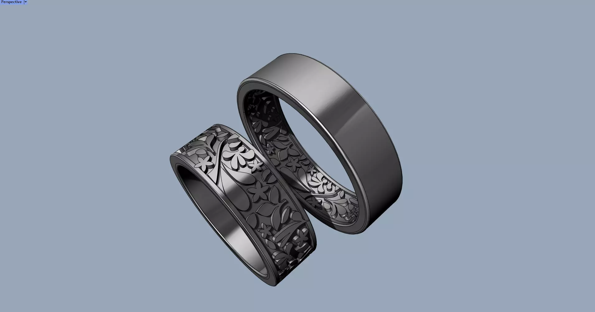 Floral Wedding Bands - Argollas matrimonio 3D print model