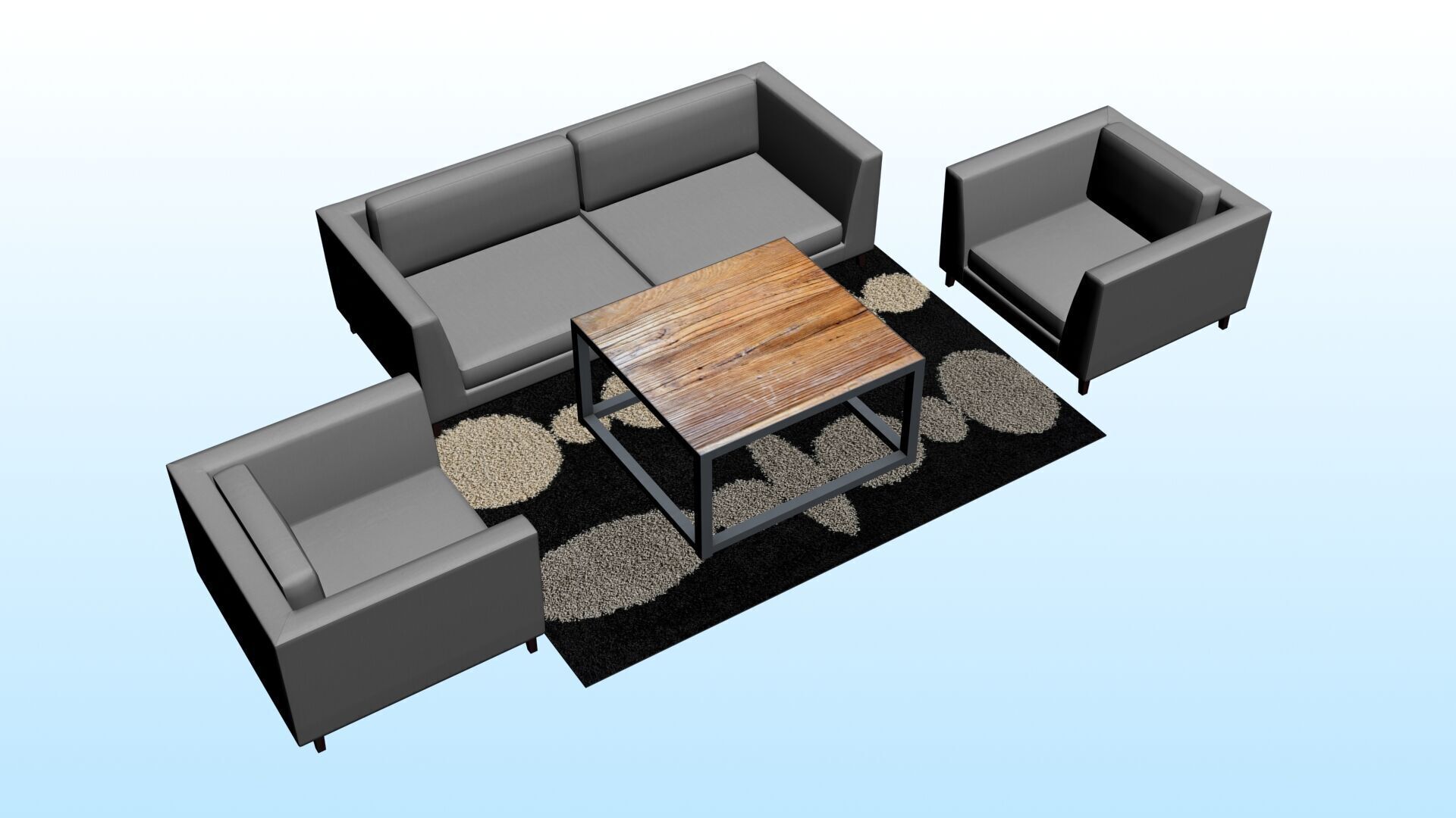 SOFA SET WITH CARPET 04 3D model_1