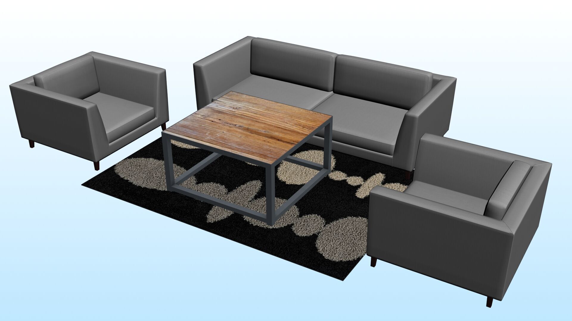 SOFA SET WITH CARPET 04 3D model_2