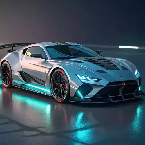 Futuristic Hyper-Realistic Sports Car 3D Model