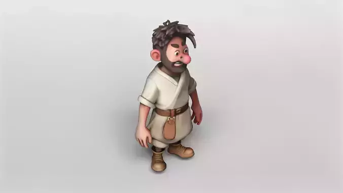 Stylized Medieval Villager 3D Model