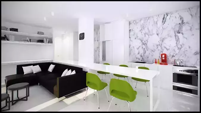 Modern Apartment Living-Bedroom 3D model