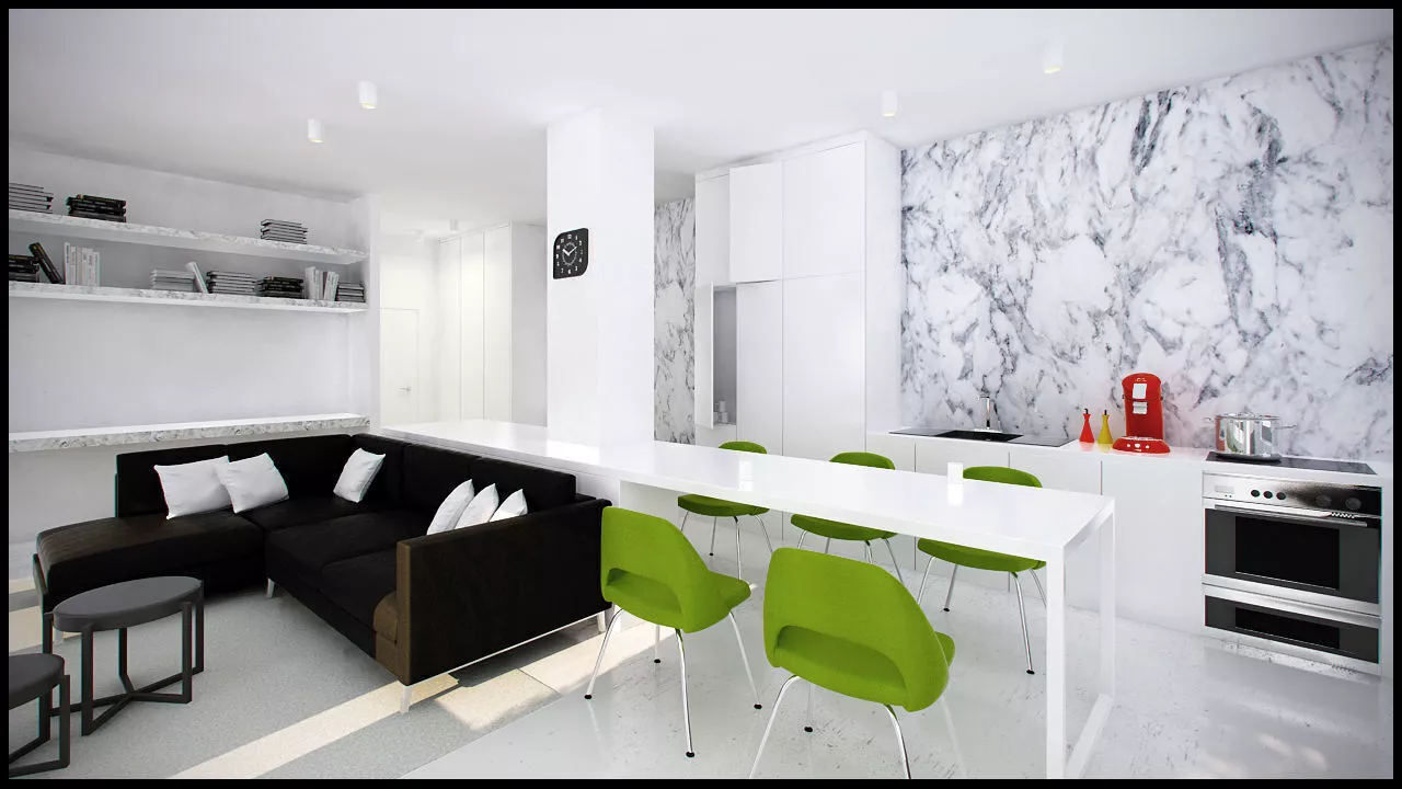 Modern Apartment Living-Bedroom 3D model