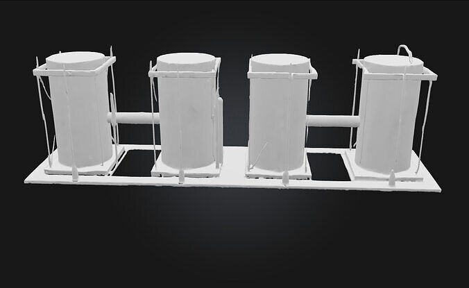 Rusty Blue Tanks  Industrial Decay with Character 3D model 7