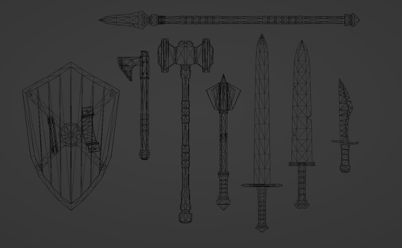 Low Poly Fantasy Weapons Pack Low-poly 3D model_1