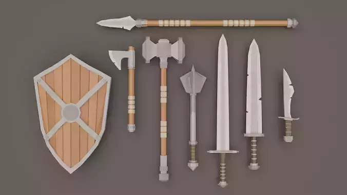 Low Poly Fantasy Weapons Pack Low-poly 3D model
