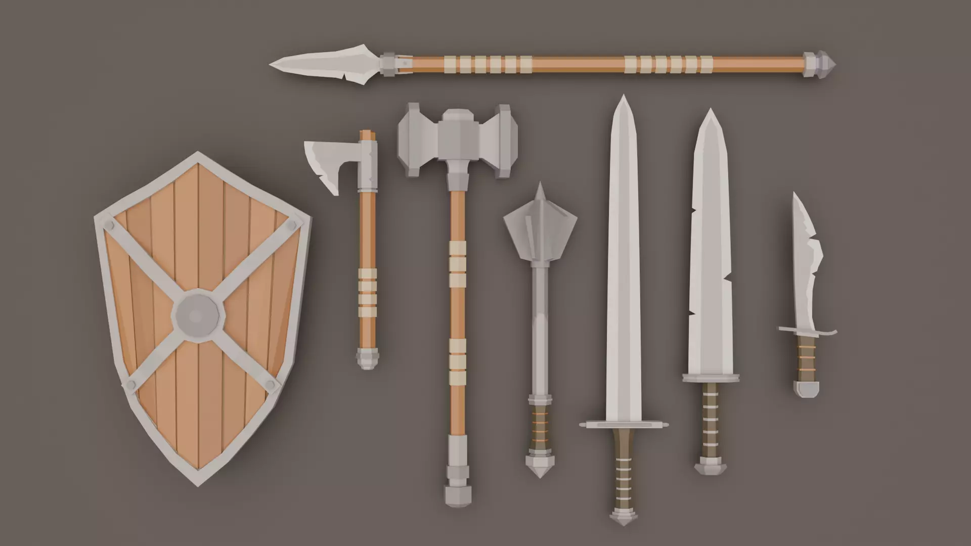 Low Poly Fantasy Weapons Pack Low-poly 3D model_0