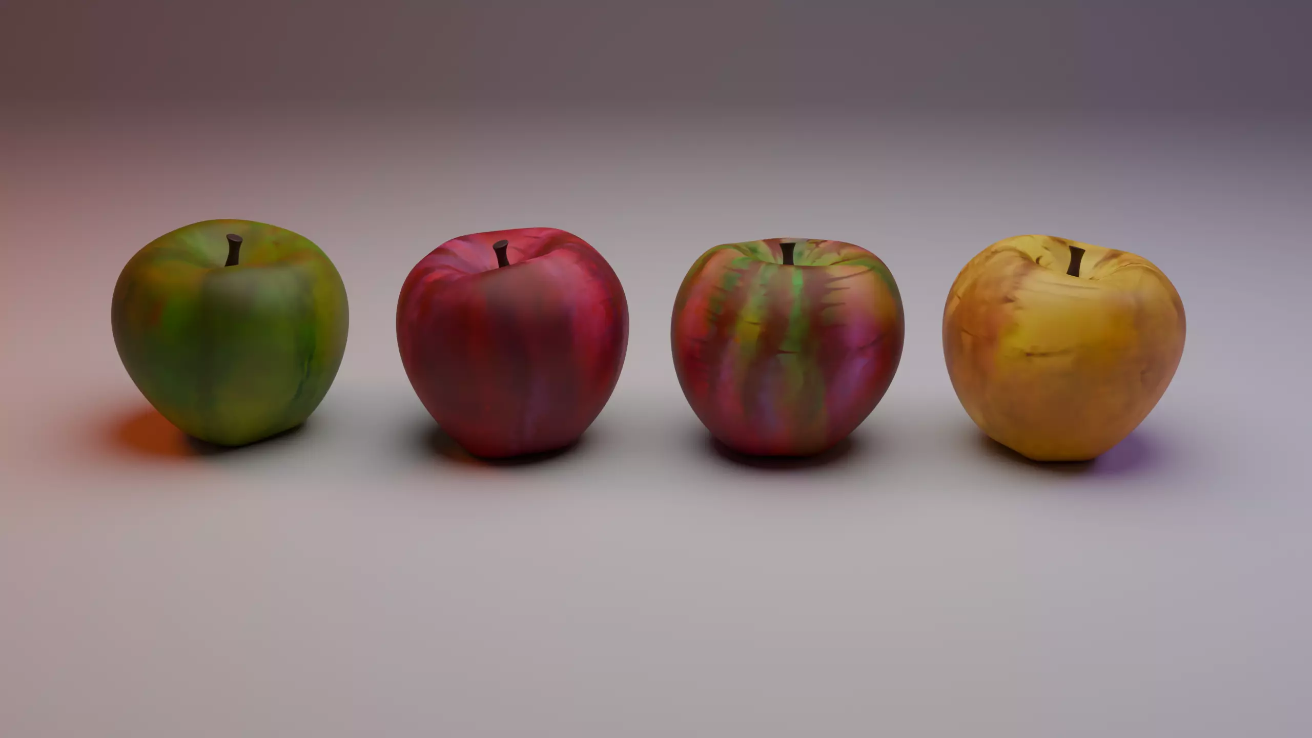 apples Hand-Painted Apple Pack - 4 variations Low-poly 3D model_0