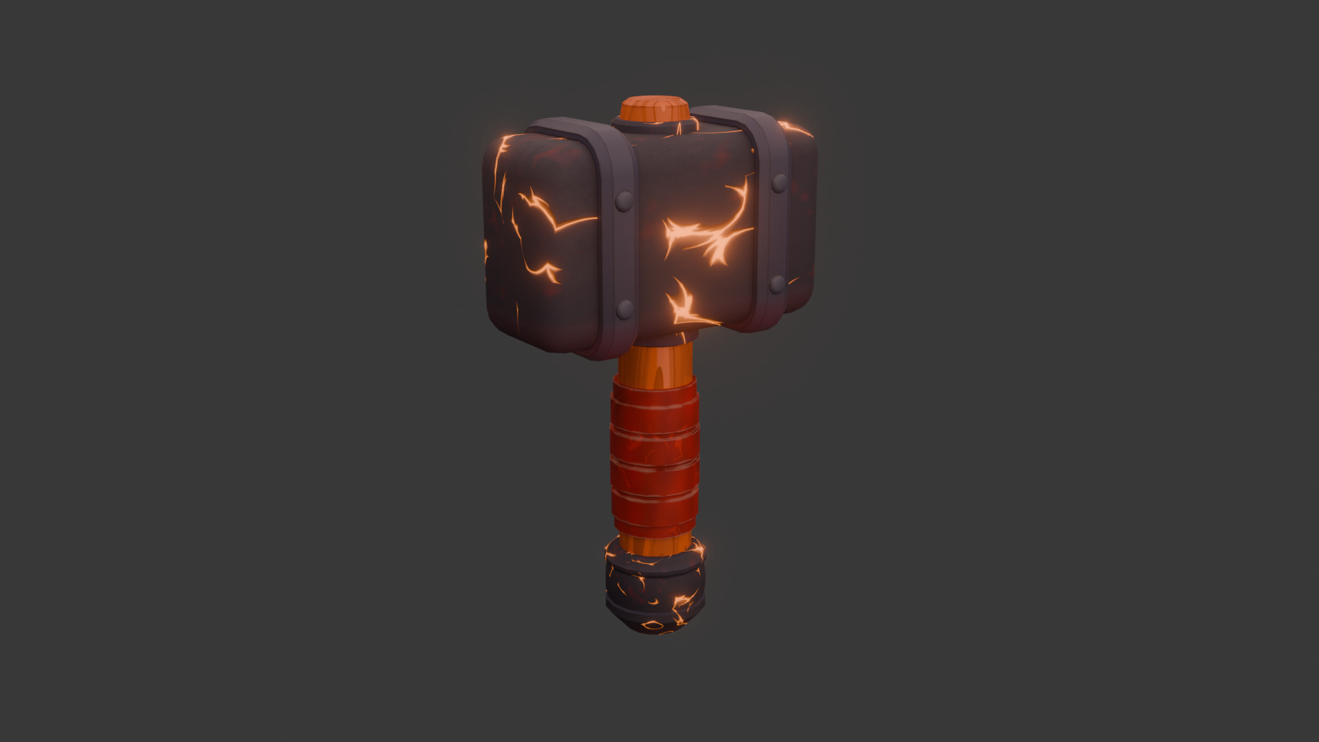 Fantasy Hammer Game Ready Low Poly 3D Model Low-poly 3D model_1