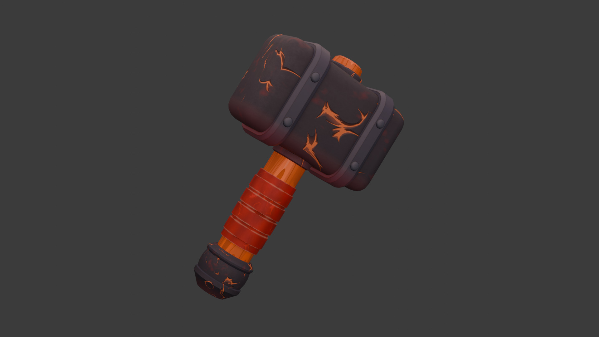 Fantasy Hammer Game Ready Low Poly 3D Model Low-poly 3D model_2