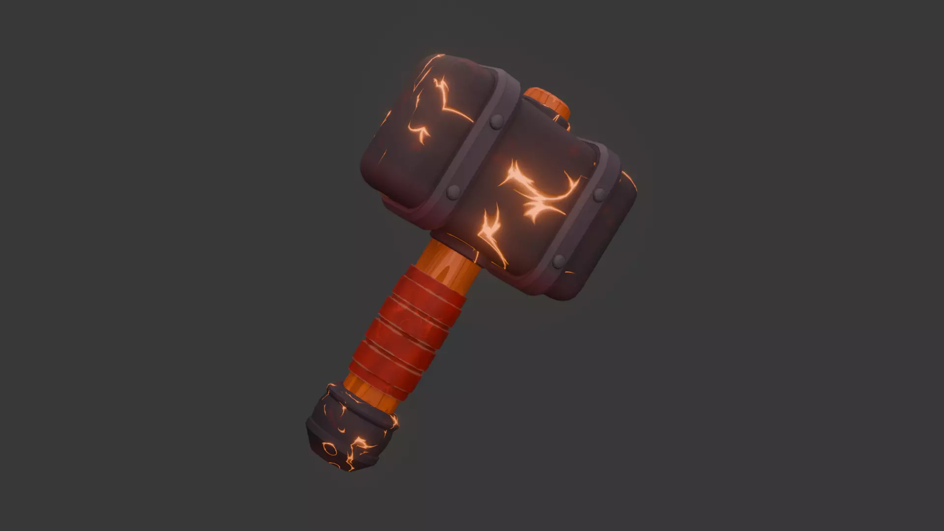 Fantasy Hammer Game Ready Low Poly 3D Model Low-poly 3D model_0