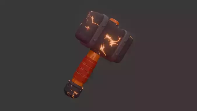 Fantasy Hammer Game Ready Low Poly 3D Model Low-poly 3D model