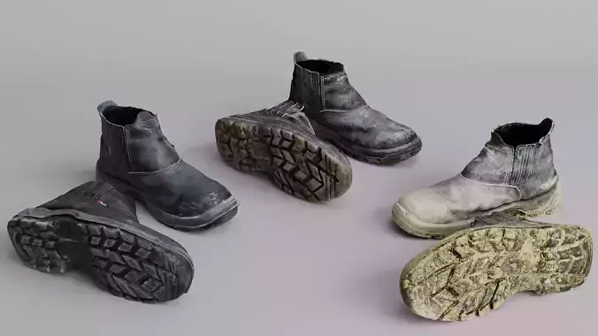 Dirty Work Boots - 3 Stage Wear Pack 3D model