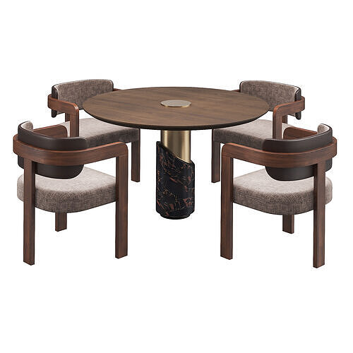 BREVE II DINING TABLE and PANNA DINING CHAIR Low-poly 3D model