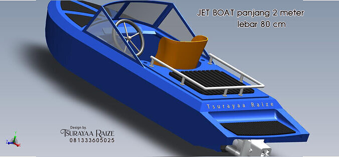Jet Boat 2 meter and Water jet 100 mm 3D print model