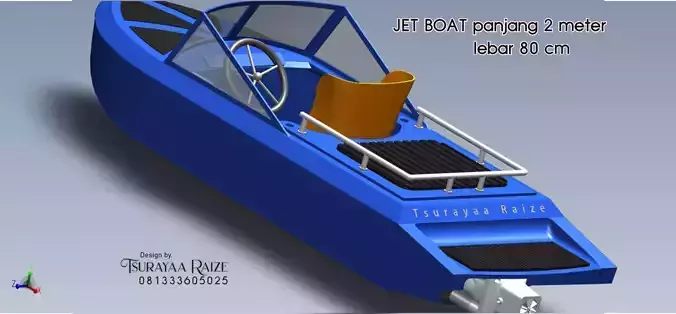 Jet Boat 2 meter and Water jet 100 mm 3D print model