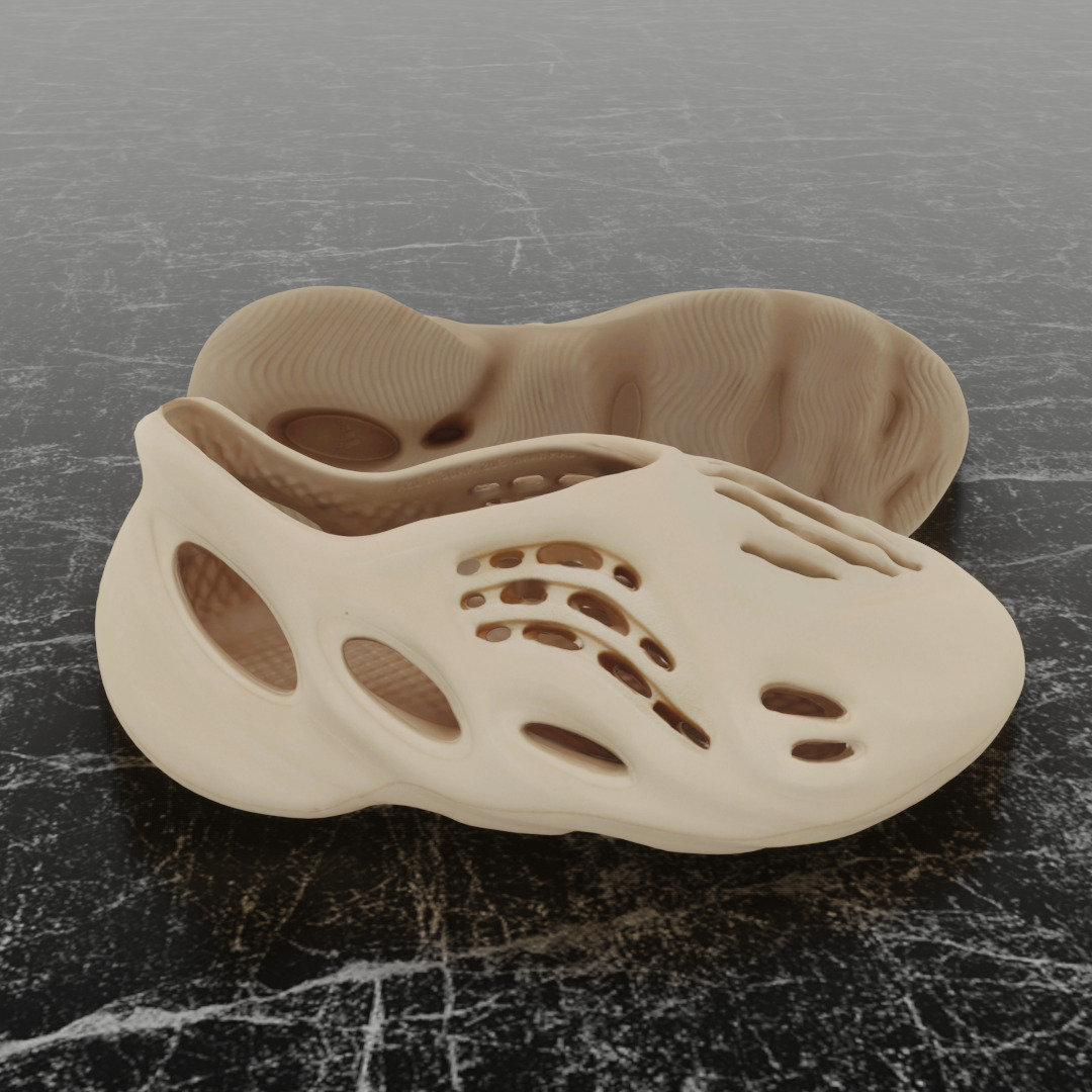 ADIDAS YEEZY FOAM RUNNER DESERT SAND 3D SHOES Low-poly 3D model_4