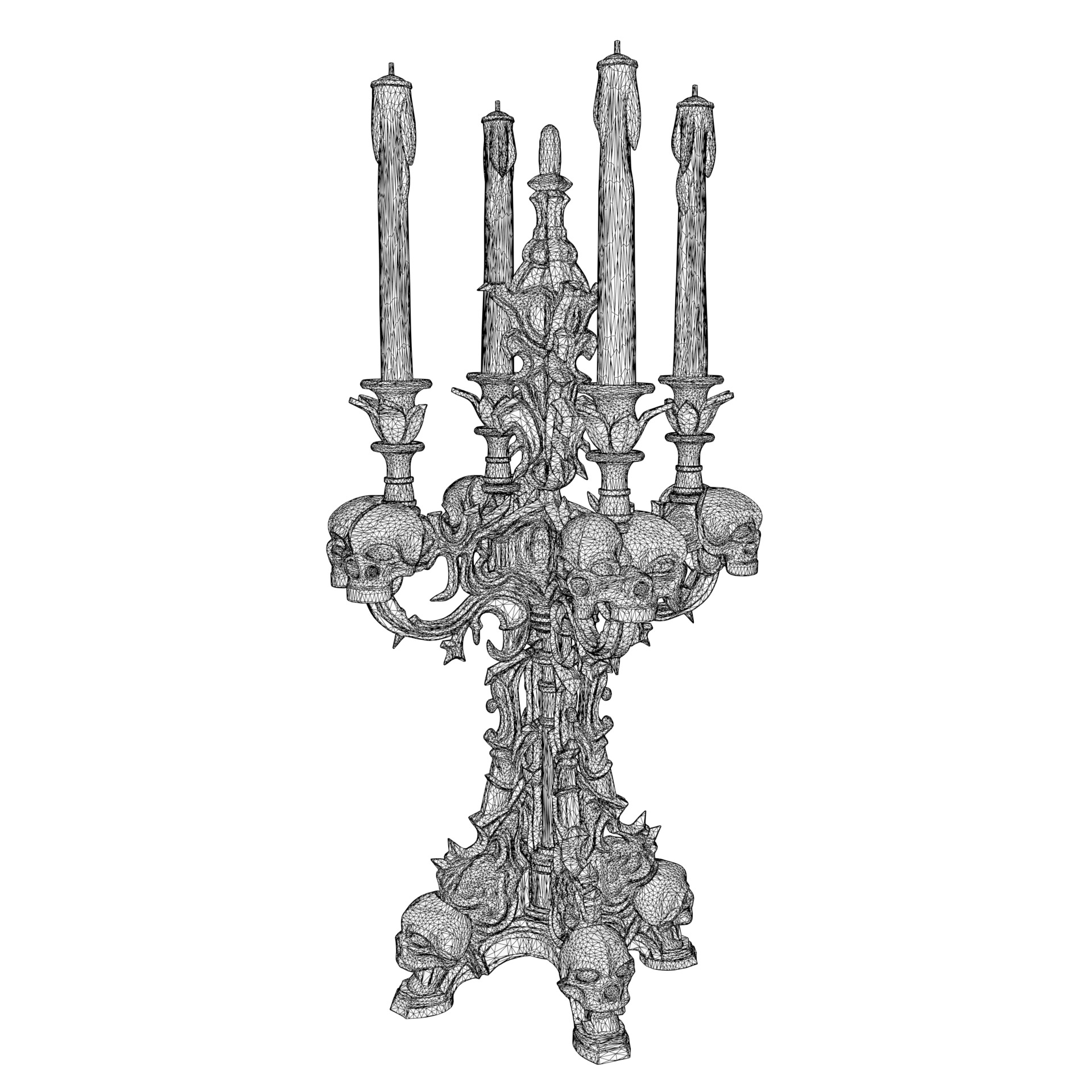 Candelabra Ghotic Low-poly 3D model_16
