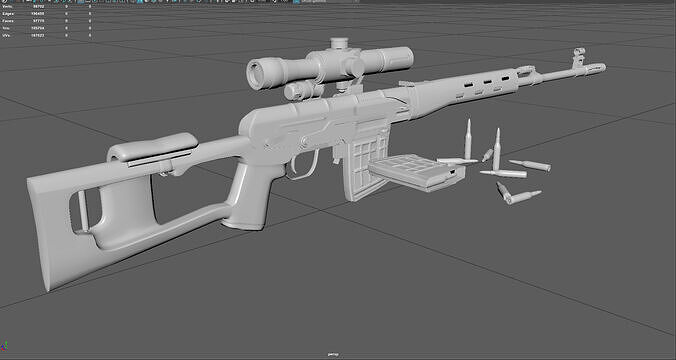 Low Poly SVD Dragunov Sniper Rifle 3D Model Low-poly 3D model