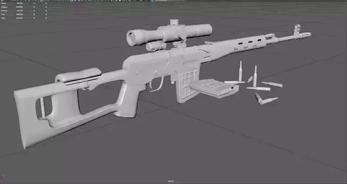 Low Poly SVD Dragunov Sniper Rifle 3D Model