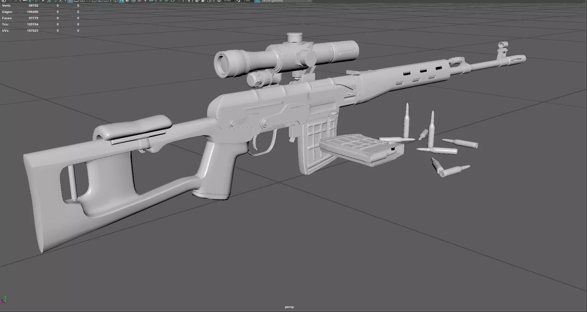 Low Poly SVD Dragunov Sniper Rifle 3D Model Low-poly 3D model_0
