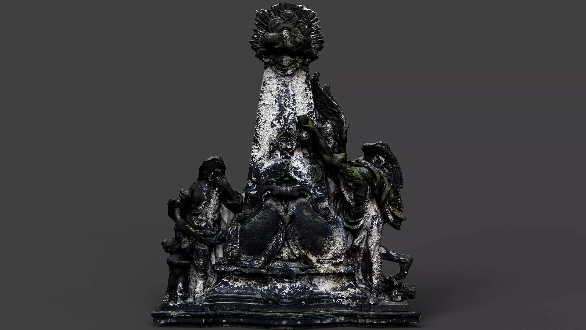 destroyed burned stone monument PBR photogrammetry Low-poly 3D model