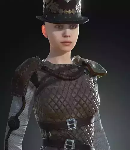 Steampunk rigged character Low-poly 3D model