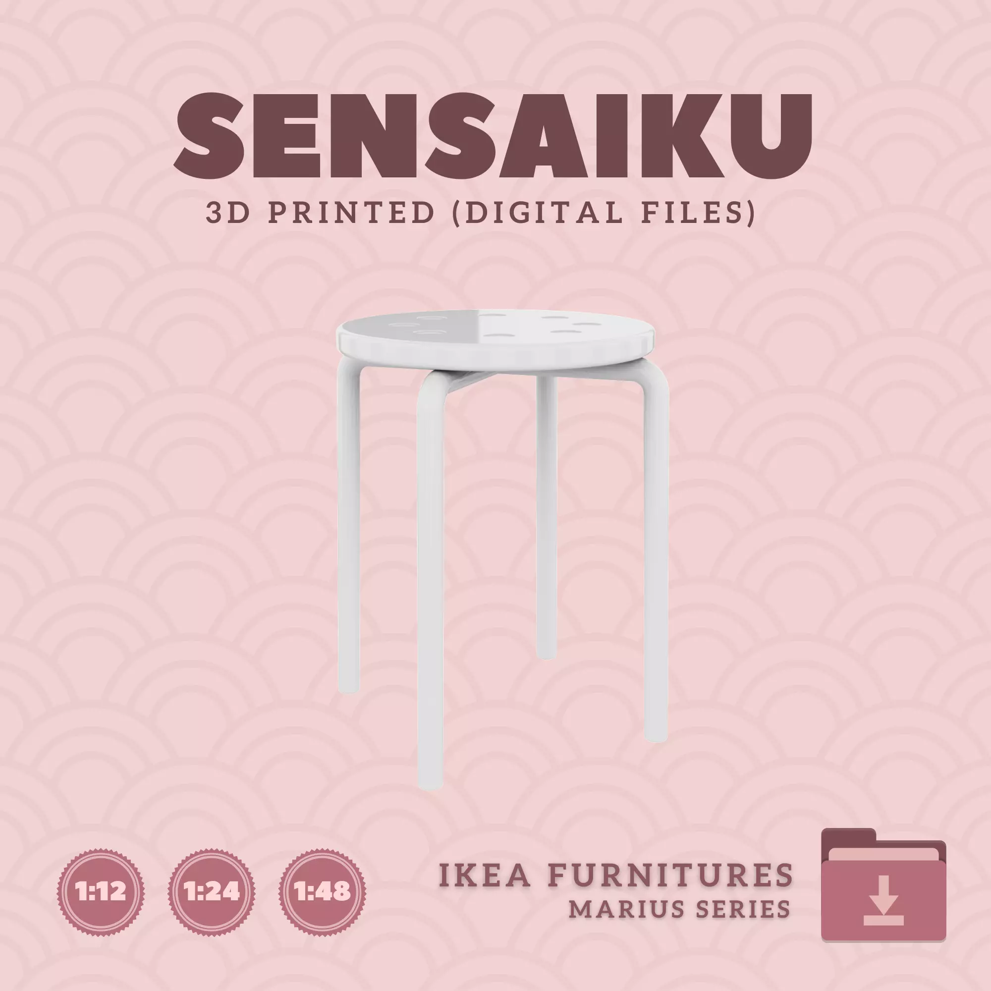 35 MARIUS Stool for Miniature Dollhouse - IKEA - 3D Print 3D print model