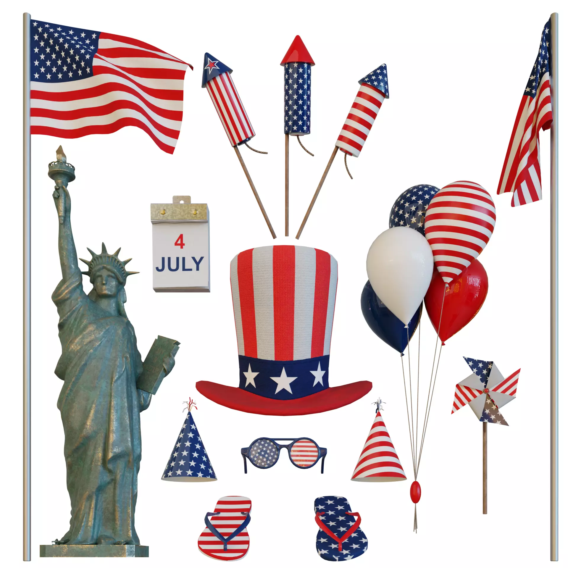 Independence Day pack 3D model_0