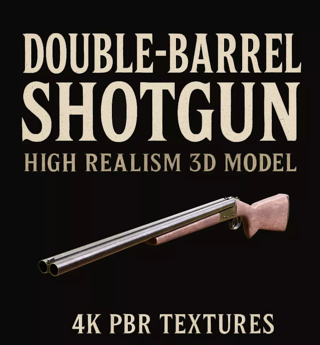 Double Barrel Shotgun 3D model_0