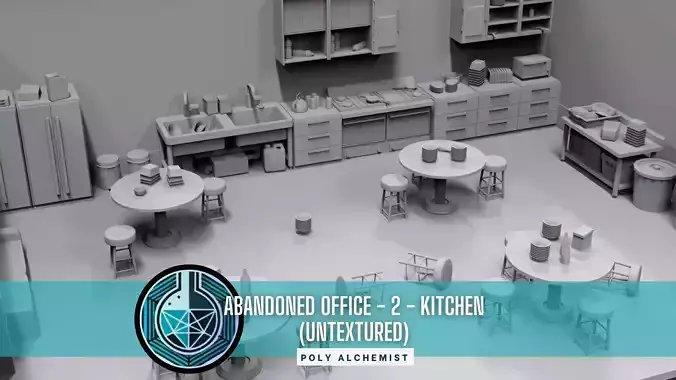 Abandoned Office Asset Pack - 2 - Kitchen - Untextured