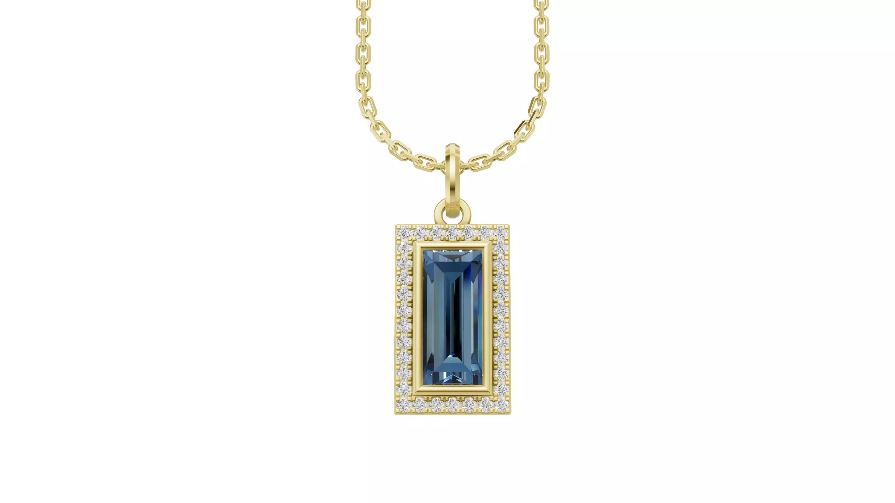 Rectangle Pendant with different Color Stone 3D print model