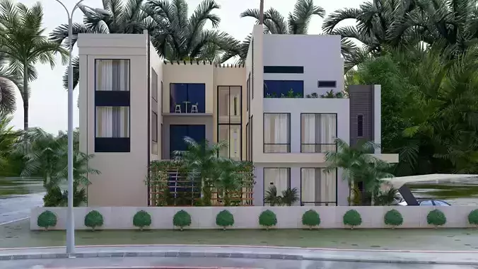 Modern Villa Project A1 3D Model  Plans Renders
