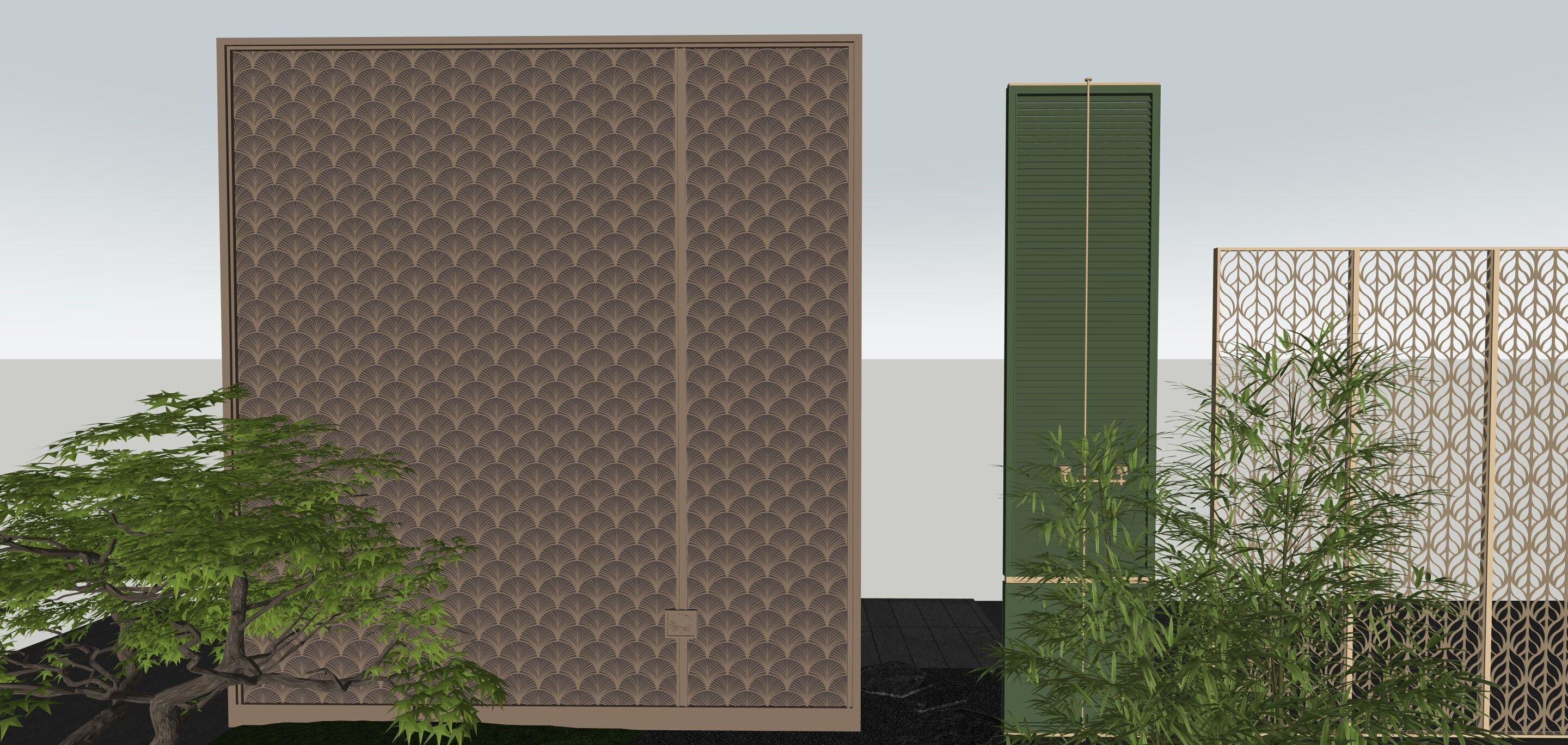 4 Oriental Room Divider Screens 3D model_2