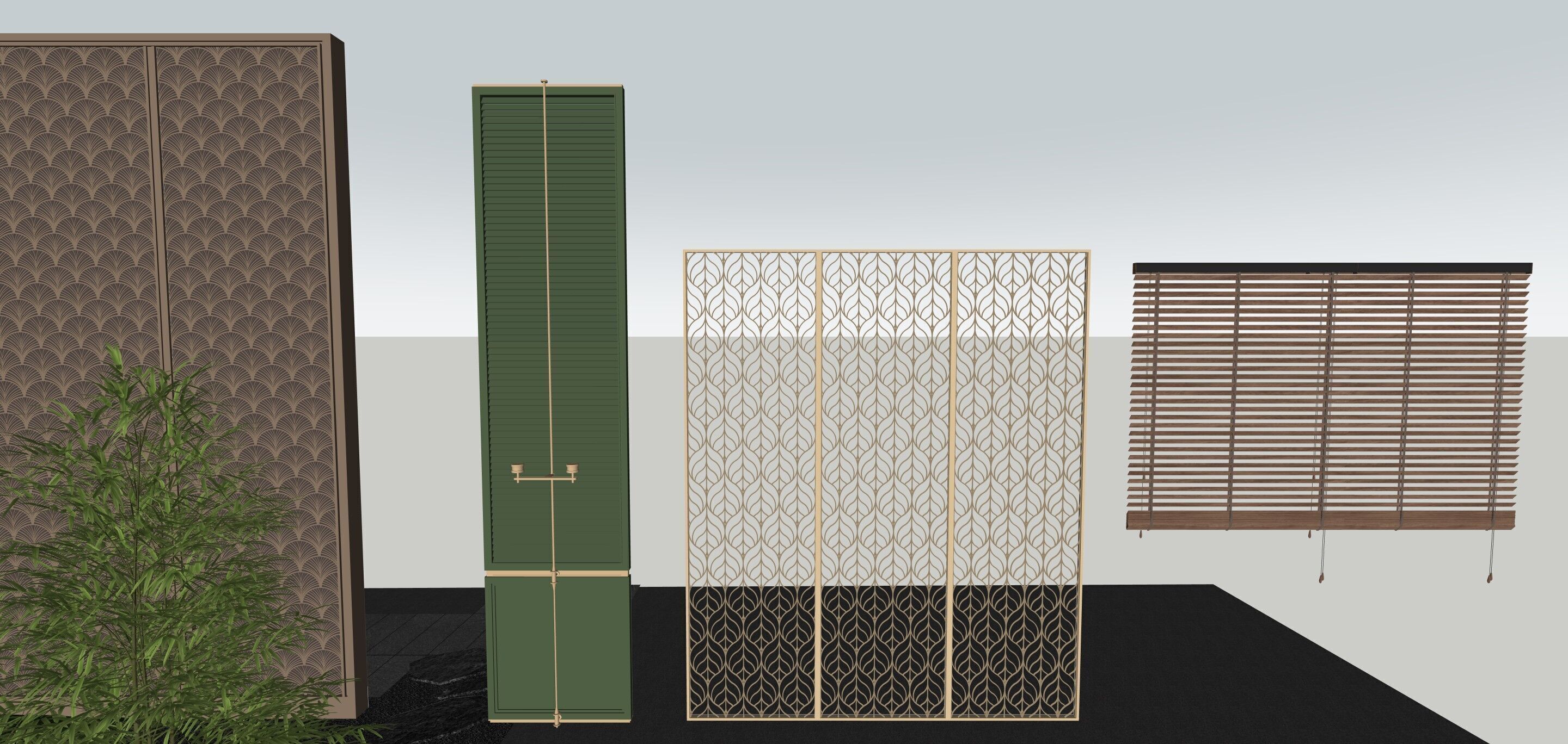4 Oriental Room Divider Screens 3D model_3