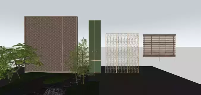 4 Oriental Room Divider Screens 