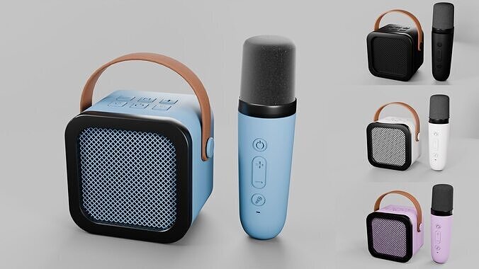 Bluetooth Speaker Microphone Karaoke Low-poly 3D model