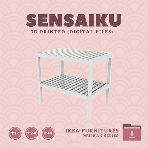 2 MUSKAN Bench for Miniature Dollhouse - IKEA - 3D Print 3D print model