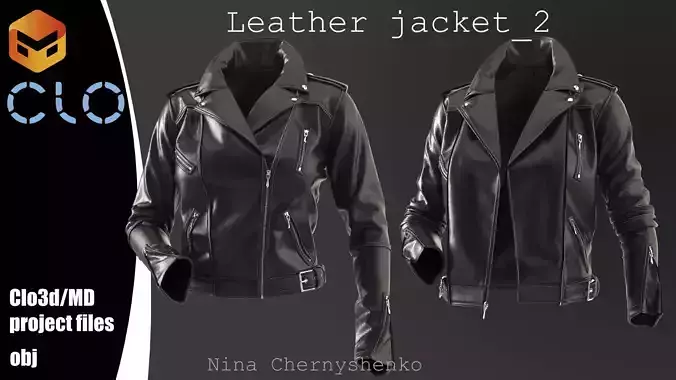 Leather jacket 2 - Marvelous Designer project and OBJ