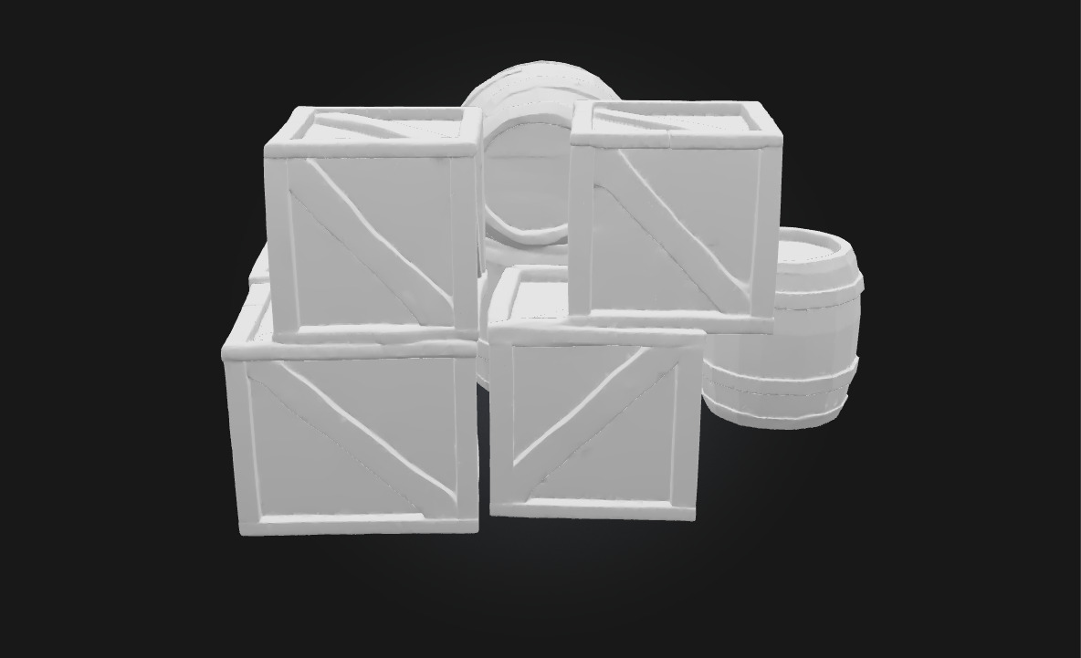 Barrels and Crates Collection Classic Storage Props 3D model_8
