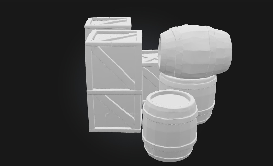 Barrels and Crates Collection Classic Storage Props 3D model_7