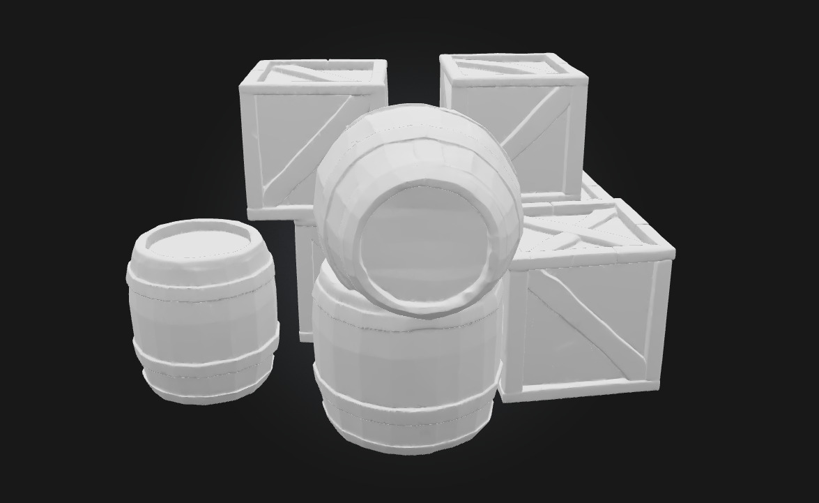 Barrels and Crates Collection Classic Storage Props 3D model_6