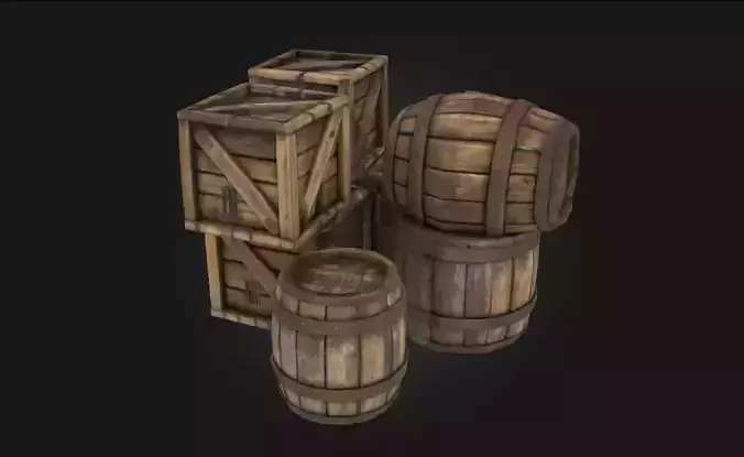 Barrels and Crates Collection  Classic Storage Props