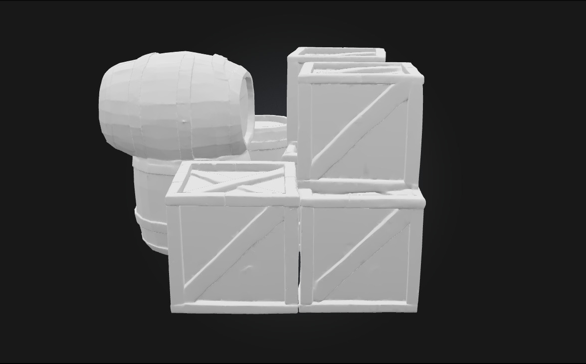 Barrels and Crates Collection Classic Storage Props 3D model_5