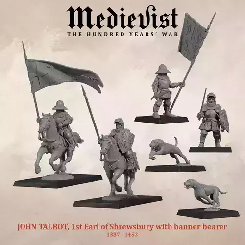 John Talbot 1st Earl of Shrewsbury with banner bearer 3D print model