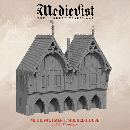 Medieval half timbered house 3D print model