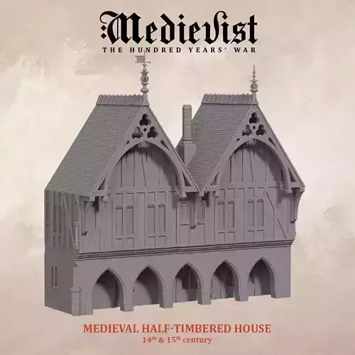Medieval half timbered house 3D print model