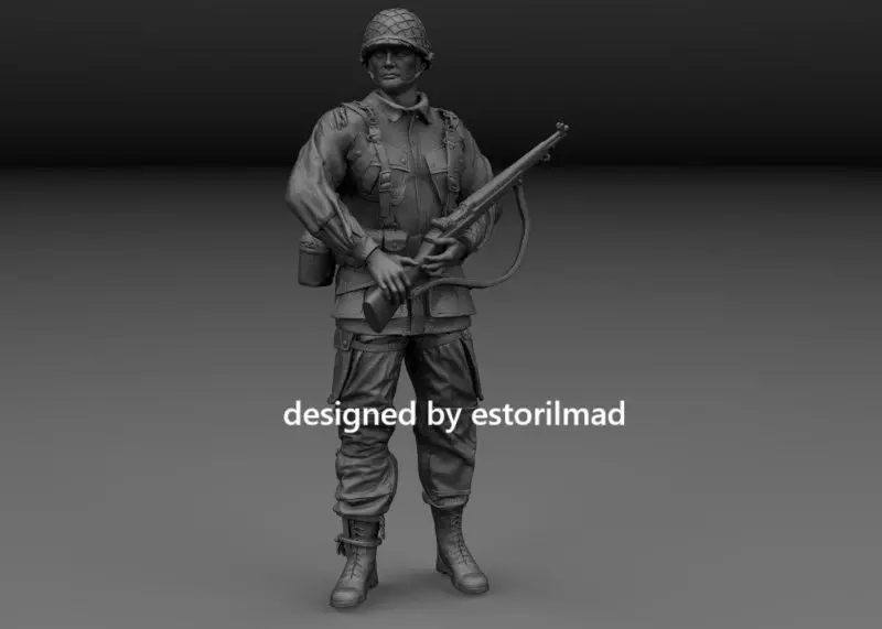 WW2 AMERICAN PARATROOPER 101 CARENTAN PATROL v4 3D print model_0