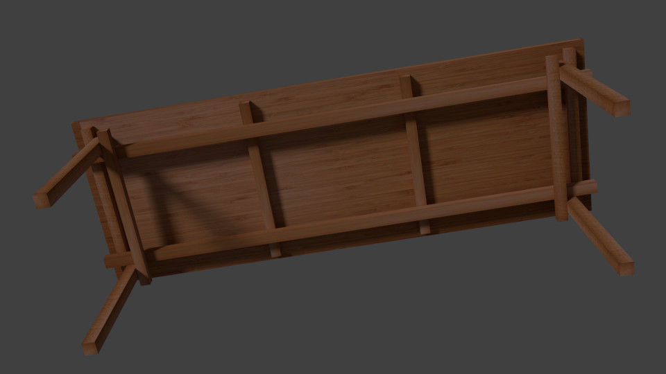 Table-Desk wooden table Free 3D model_3